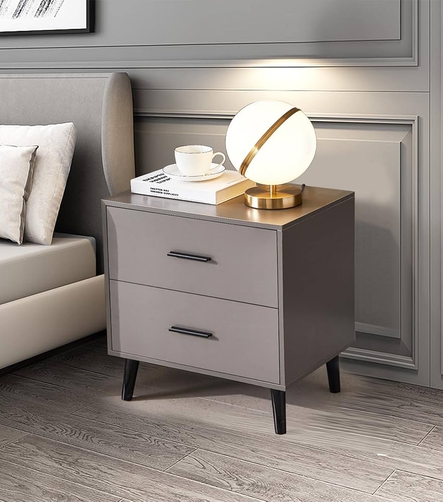 OBERICOL Nightstand, 2-Drawers Side Table, Functional